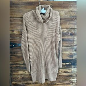 Tahari Camel Ribbed Turtleneck Sweater Dress NWT Medium